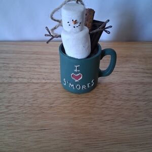 Green Mug with Snowman Smores Ornament